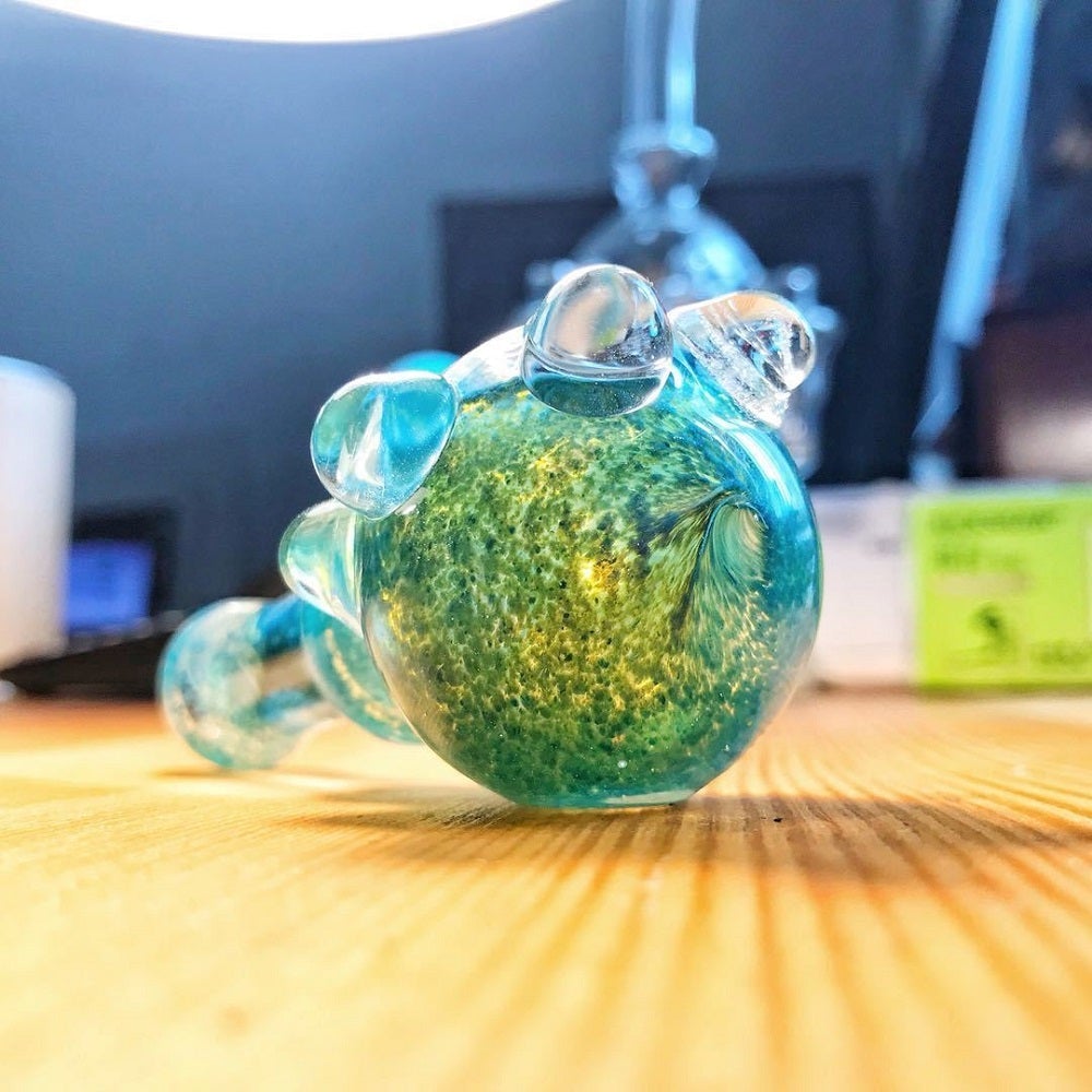 Turquoise Blue Dichroic Color Scheme Spoon Glass Pipe