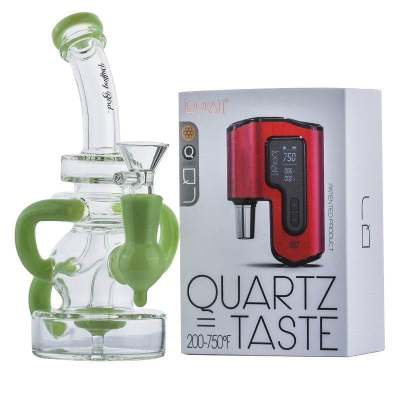 Green Recycler Perc Dab Rig w/ Lookah Q7 Electric Dab Nail Set