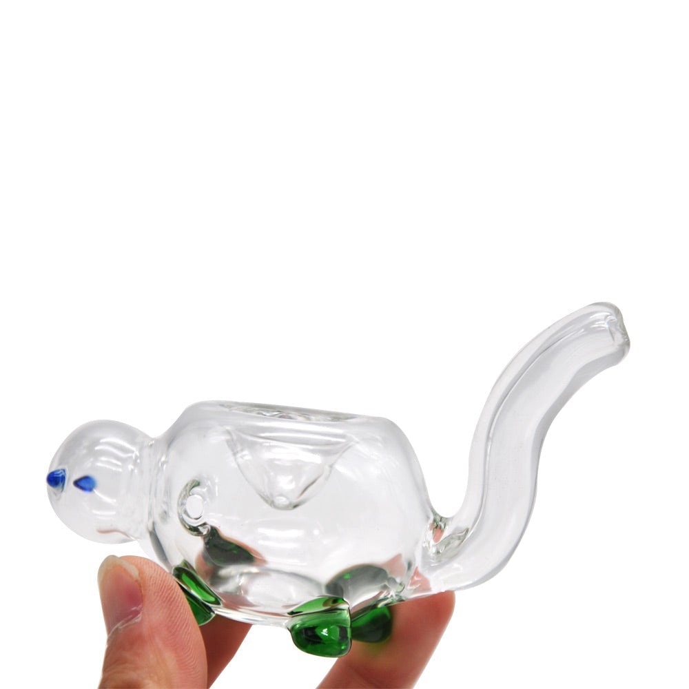 Turtle Clear Glass Hand Pipe