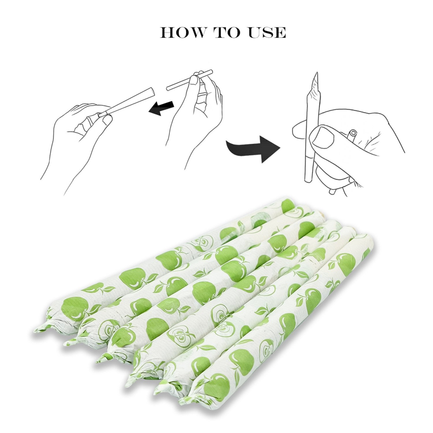 HoneyPuff King Size Green Apple Rolling Cones - 72 Count Textured Paper