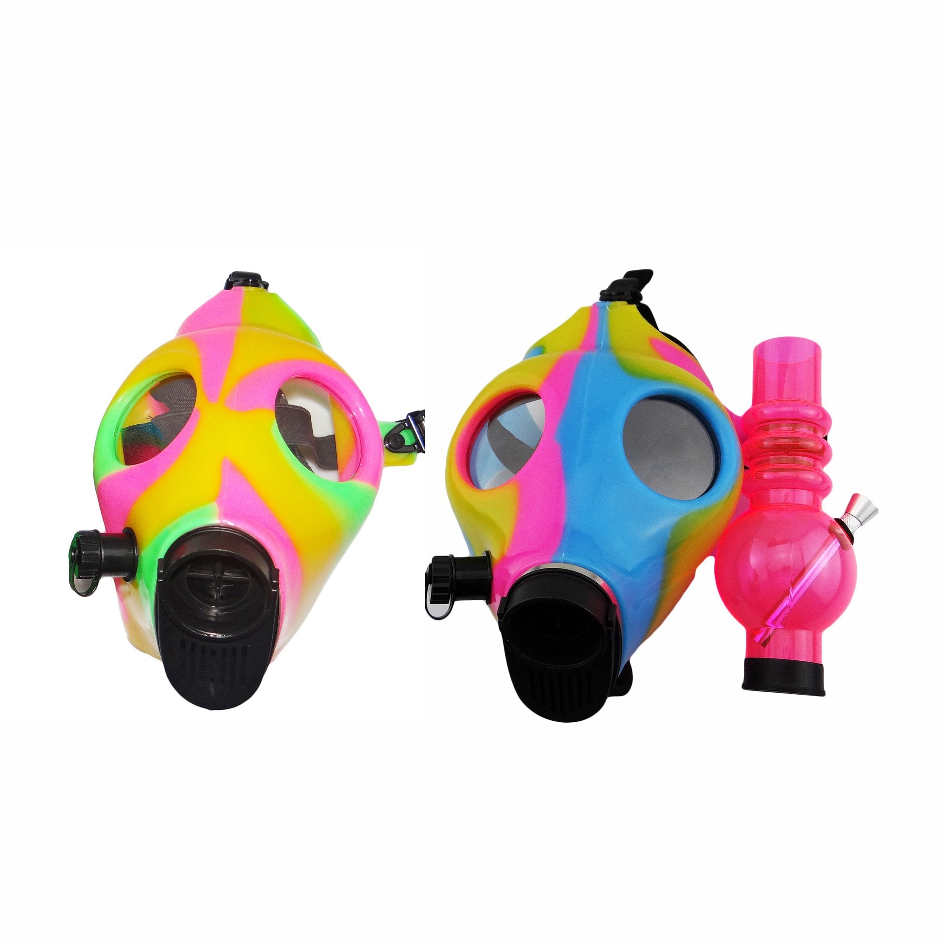 Luminous Silicone Gas Mask Bong w/ Acrylic Water Pipe