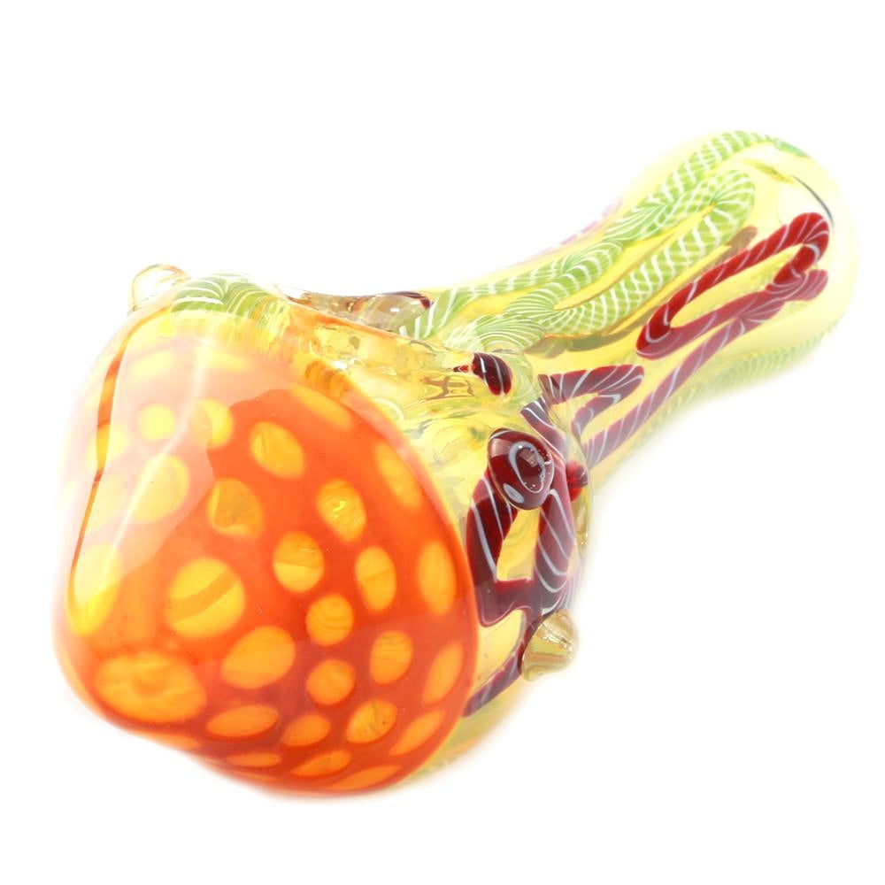 Ribbed Glass Spoon Pipe w/ Mili Scheme