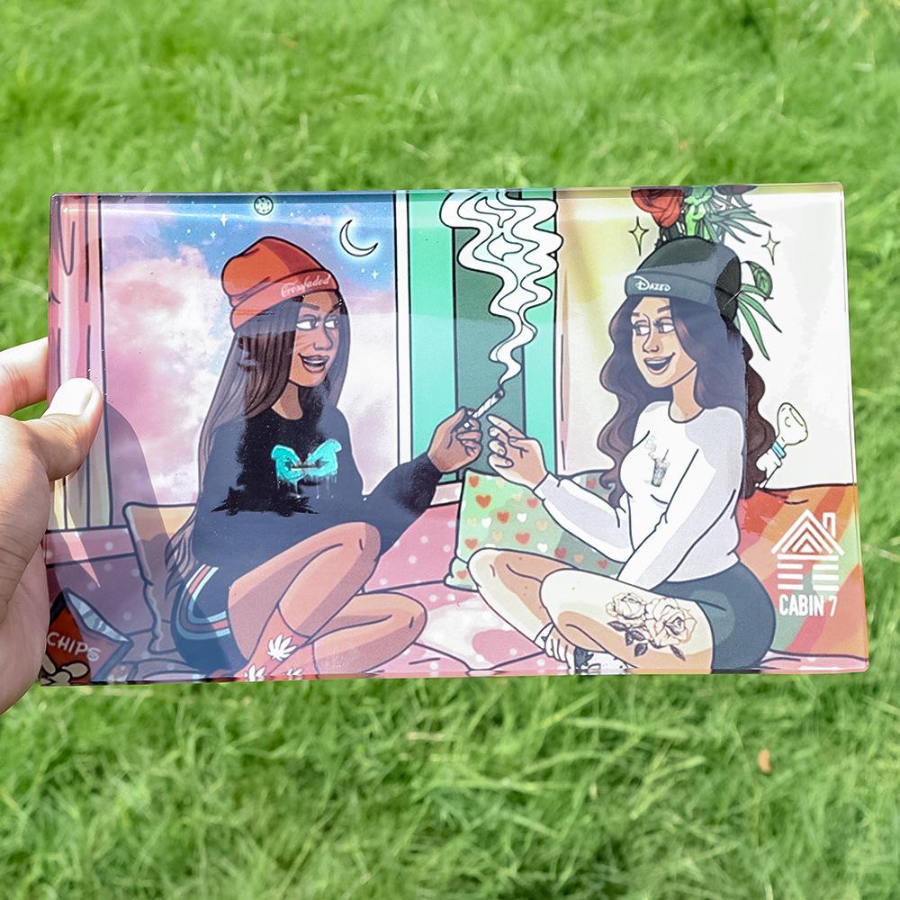 New Lady Anti Falling Glass Cigarette Rolling Tray