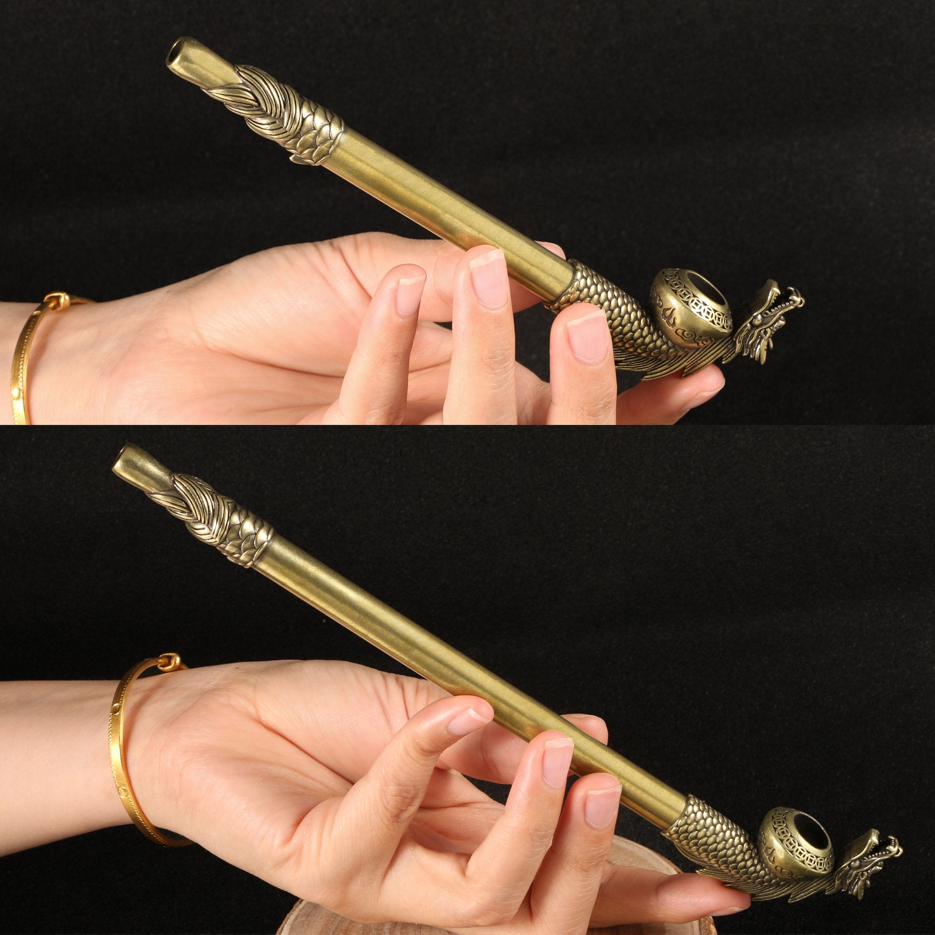 Dragon Head Cloud Brass Smoking Pipe