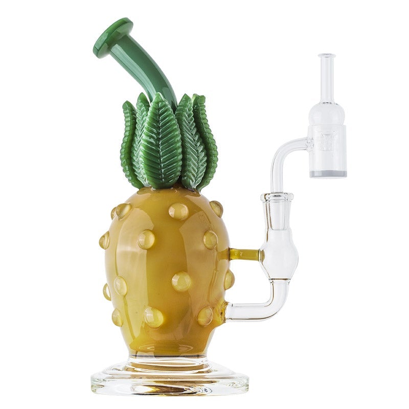 Pineapple Themed Bong Set w/ Quartz Banger and Carb Cap