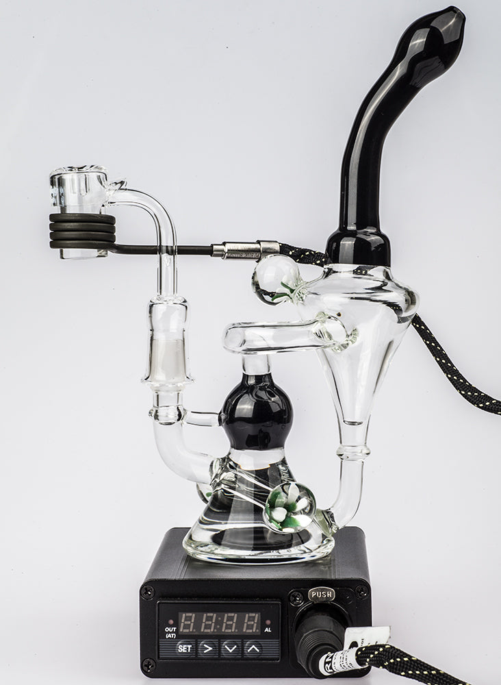 Quartz Enail W/ Flower Pendant Recycler Dab Rig Bundle