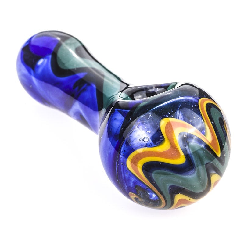 Fumed Color Changing Glass Spoon Pipe w/ Swirl Pattern