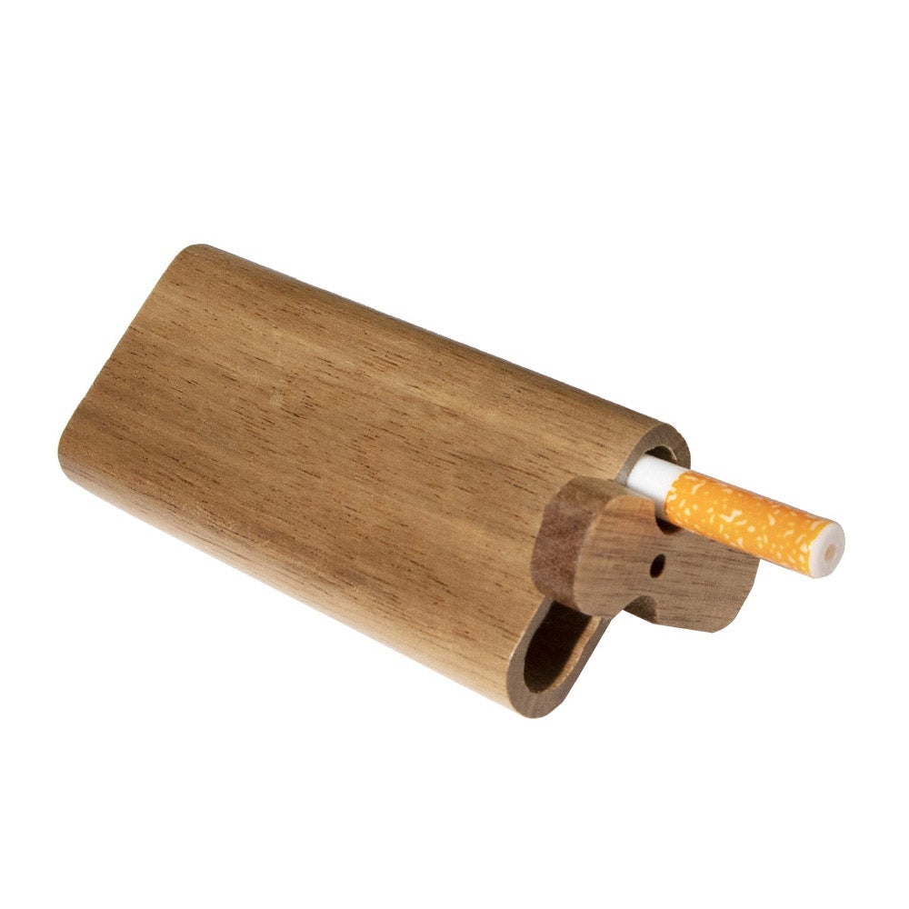Natural Wooden Dugout W/ Cigarette Shape One Hitter Pipe