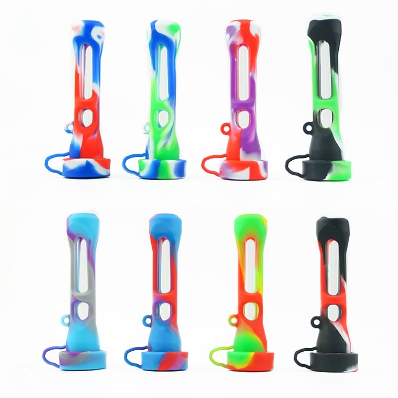 Glass Chillum w/ Silicone Sleeve (Random Color)