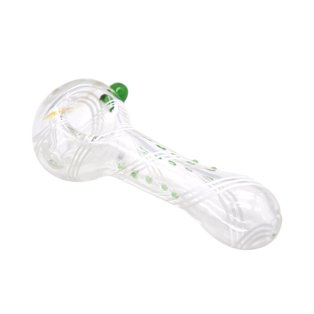 Clear Glass Spoon Pipe w/ White Lines