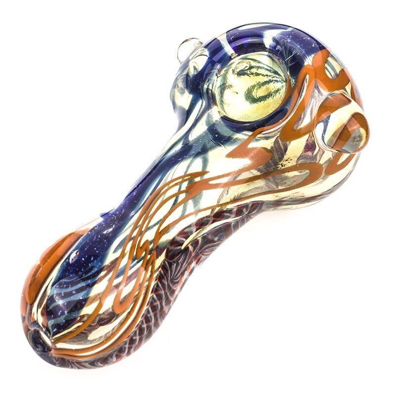 Spiral Fumed Glass Spoon Pipe w/ Marbles