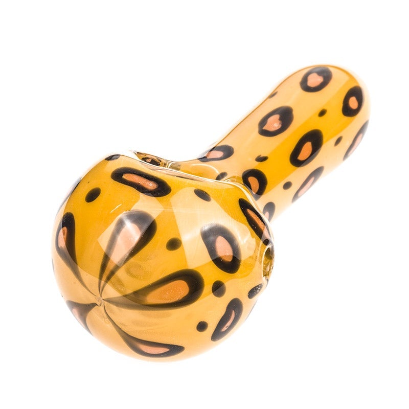 Yellow Glass Pipe with Leopard Print
