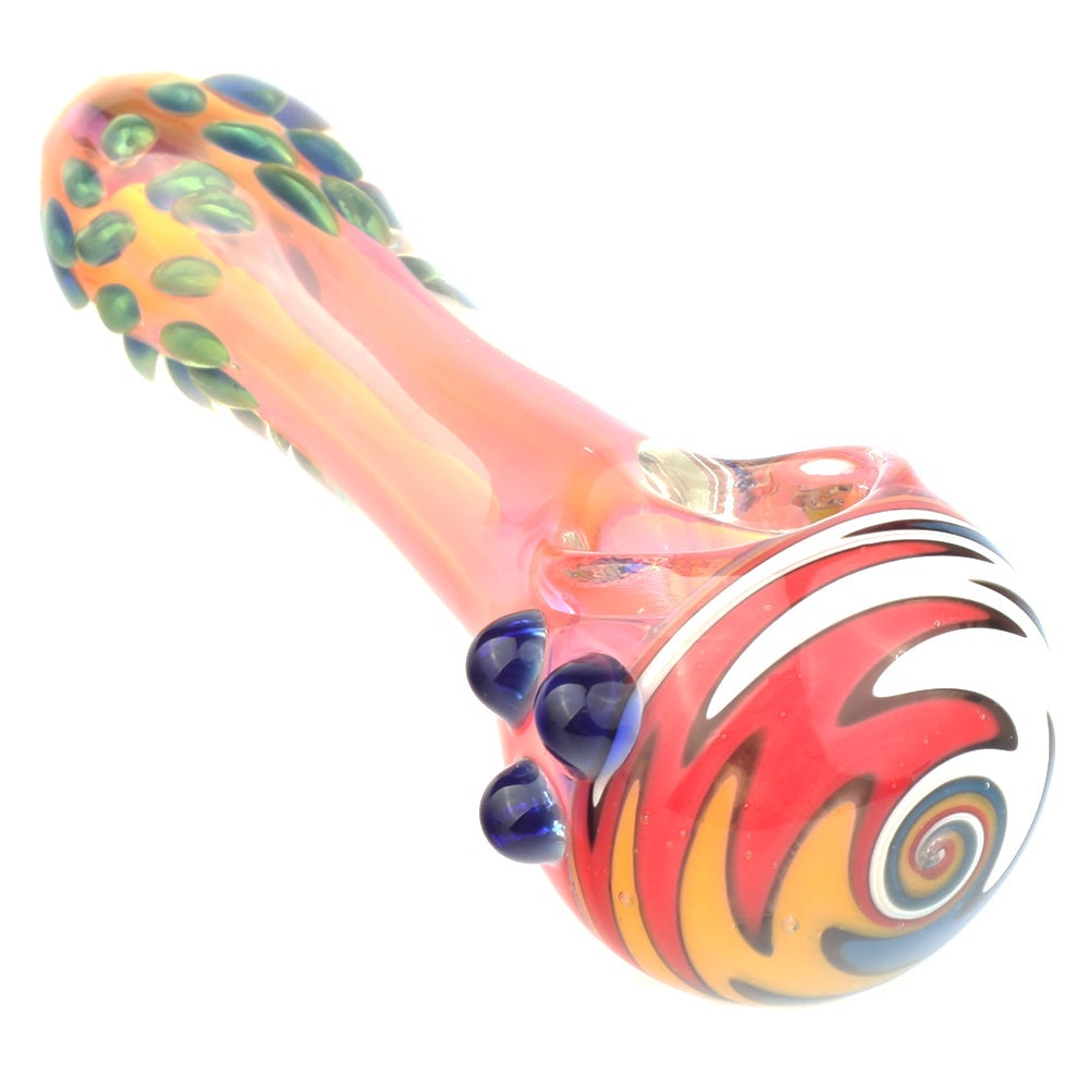 Wig Wag Glass Marble Fumed Spoon Pipe By Puffing Bird