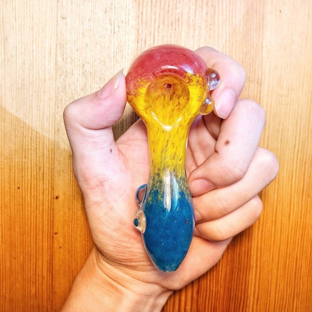 4.5 Three-Toned Dichroic Glass Pipe with Marble Grip