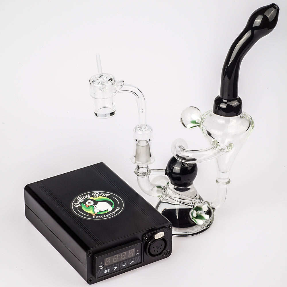Quartz Enail W/ Flower Pendant Recycler Dab Rig Bundle