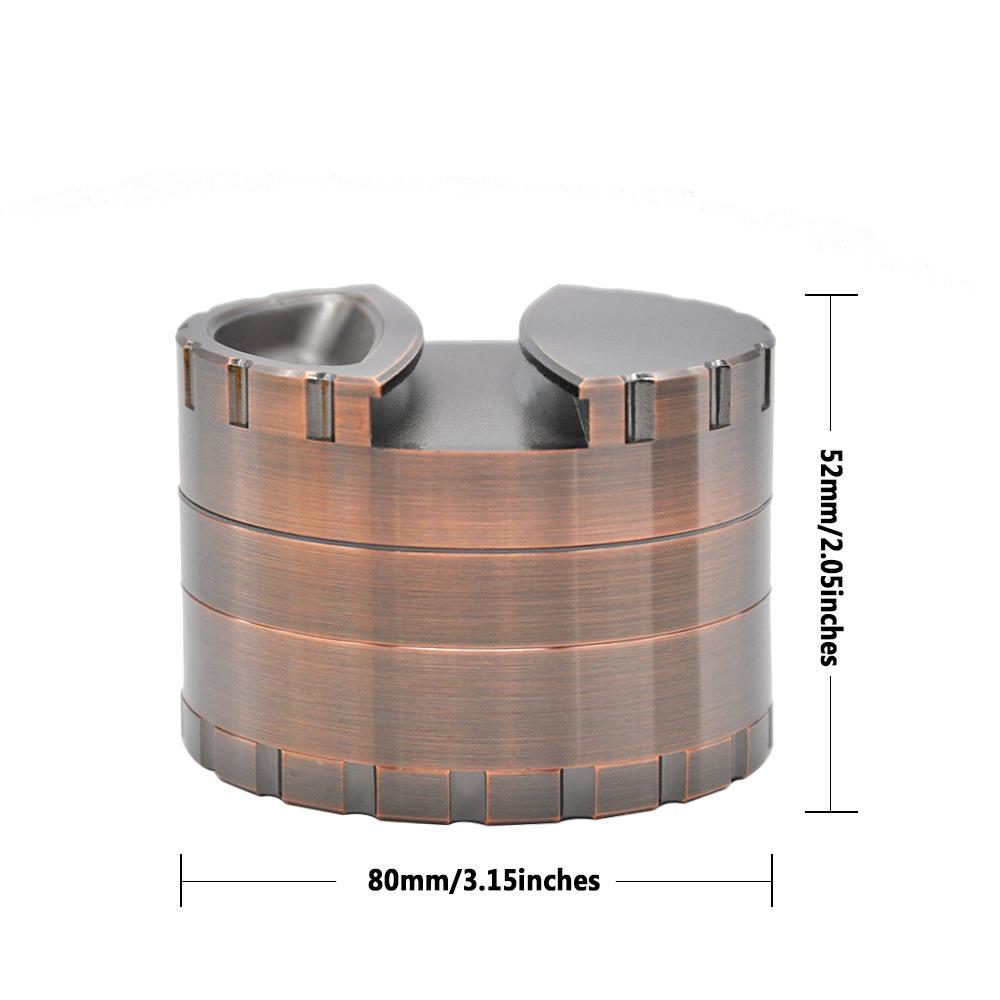 80mm 4 Layer Grinder With Ashtray & Joint/Paper Dispenser On Lid Aluminium