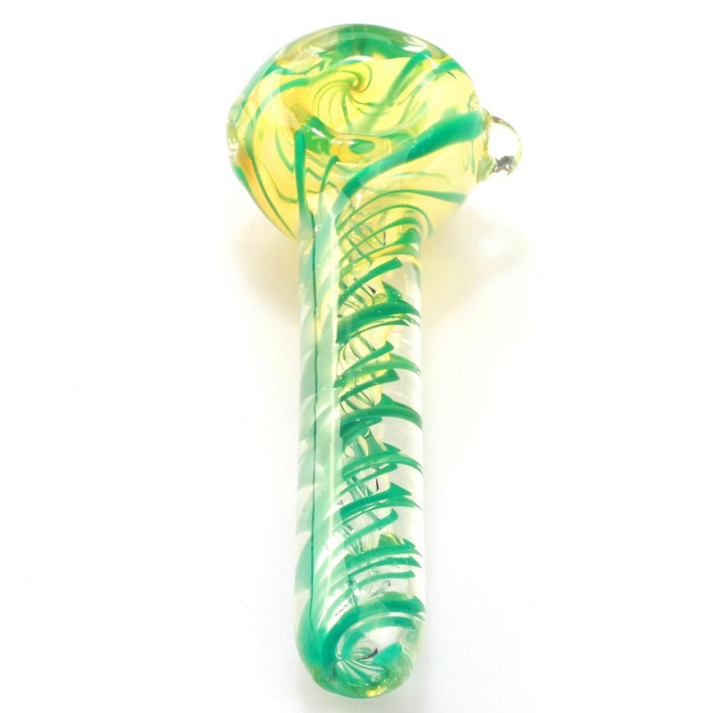 4.3 Turquoise Spiral Inside Out Glass Pipe w/ Clear Marble