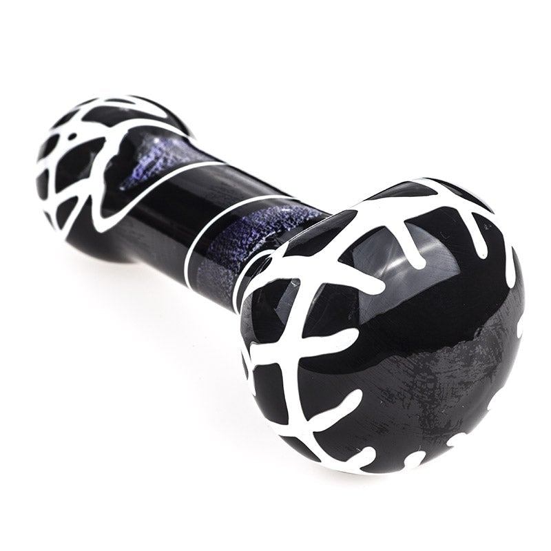 Black Glass Pipe with White Stripes