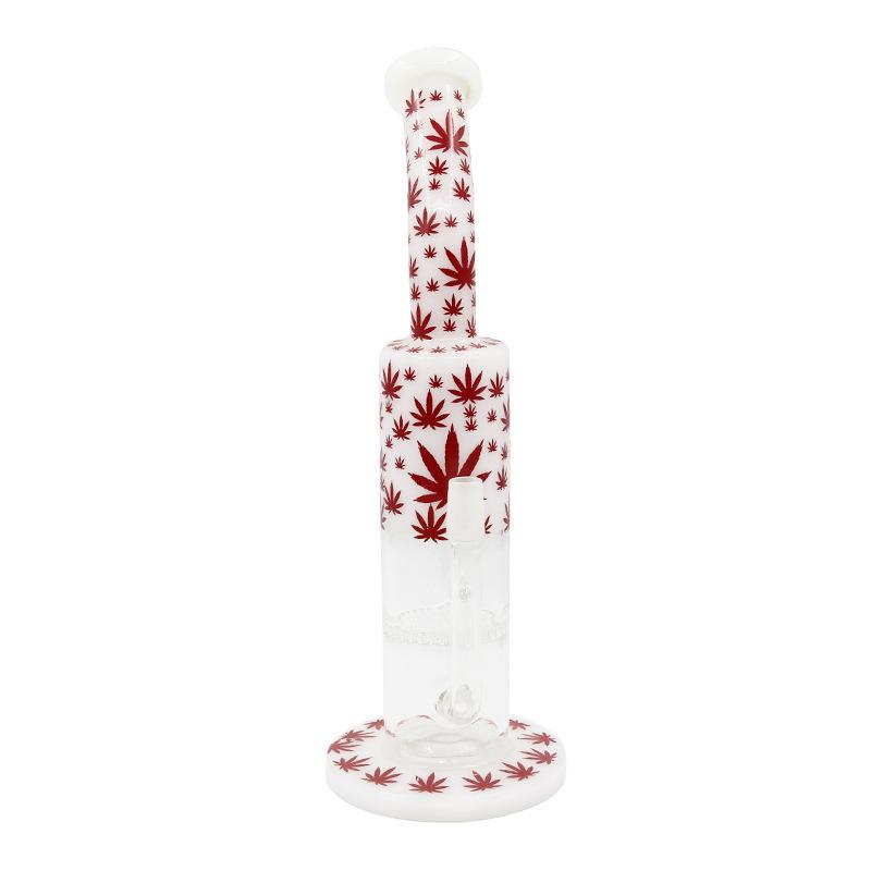 12 Weed Pattern Tilt-Neck Bong W/ Honeycomb Perc