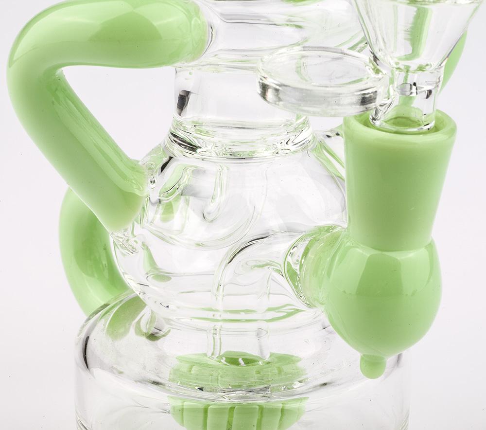 Green Recycler Showerhead Perc Dab Rig and Penis Glass Bong Set