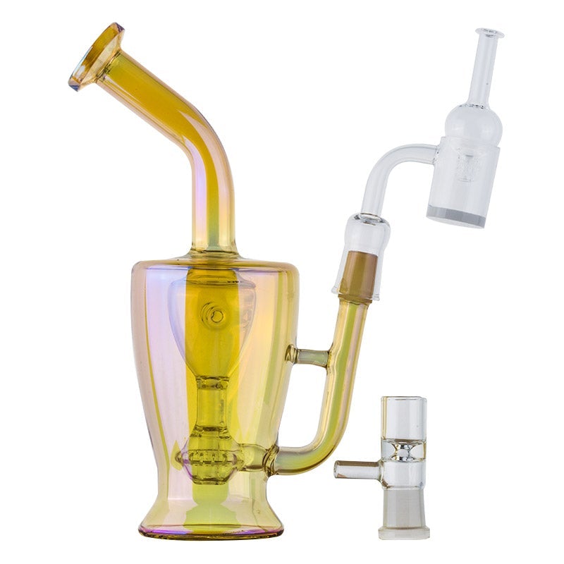 Heady Orange Glass Bong Set w/ Quartz Banger and Carb Cap