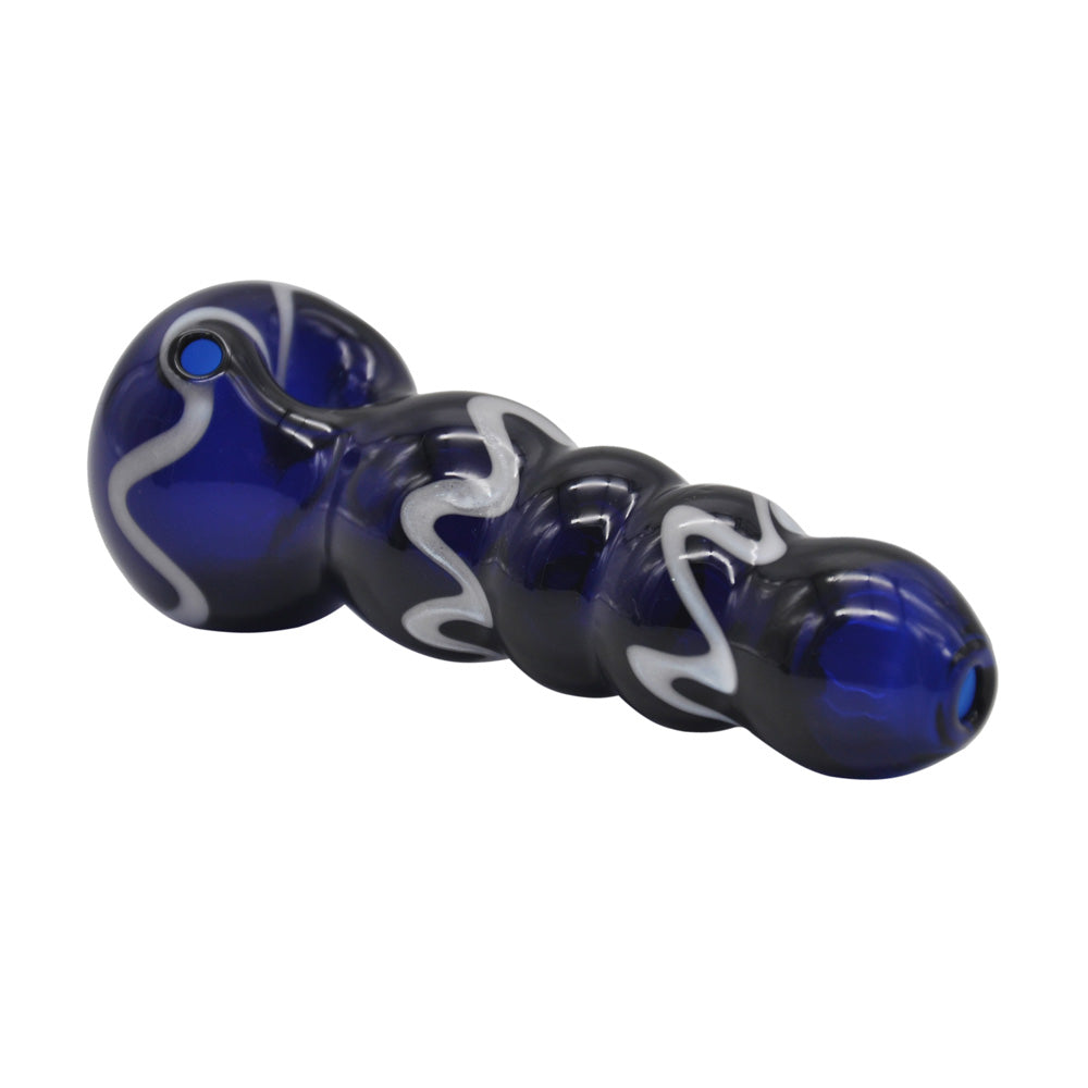 Blue Glass Spoon Pipe w/ Maria Rings