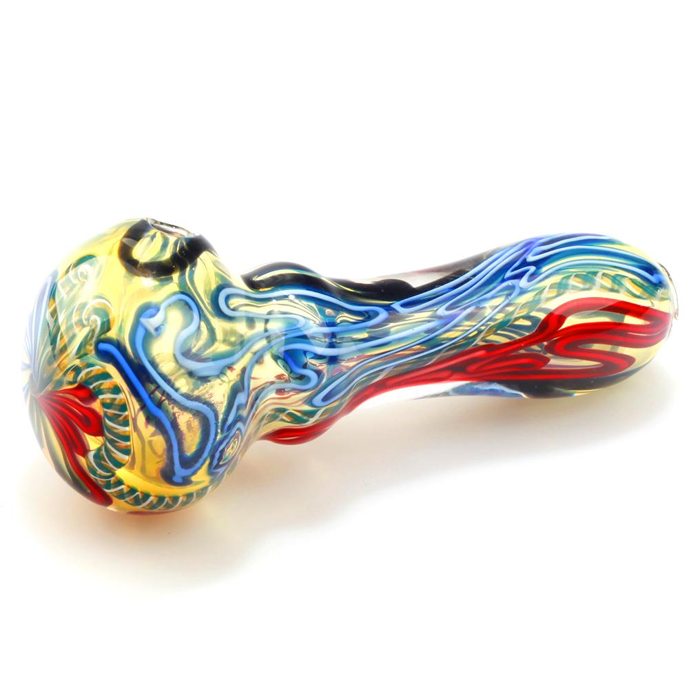 Swirl Glass Pipe with Mini Maria Rings