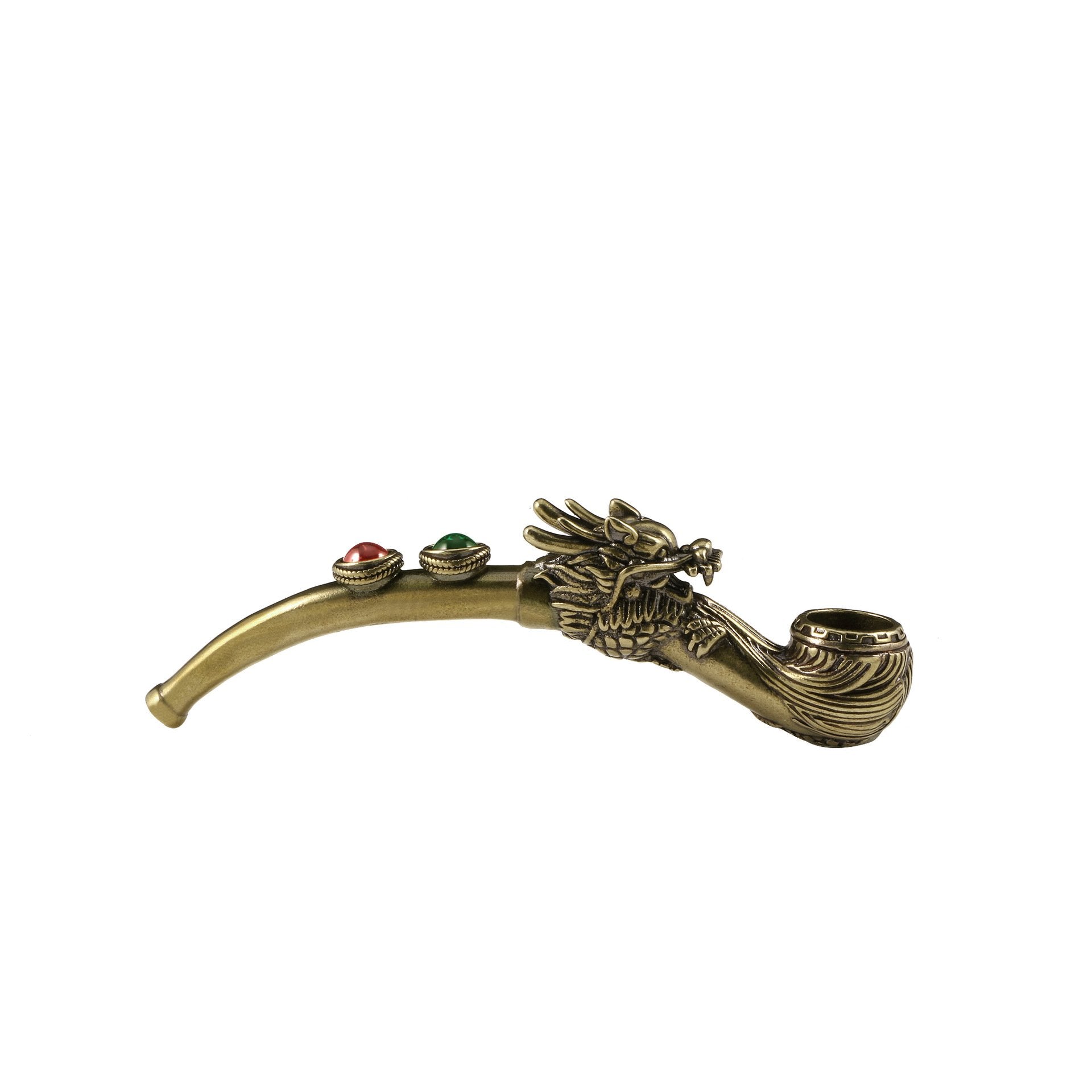 4.5 Dragon Head Gemstone Inlaid Brass Sherlock Pipe