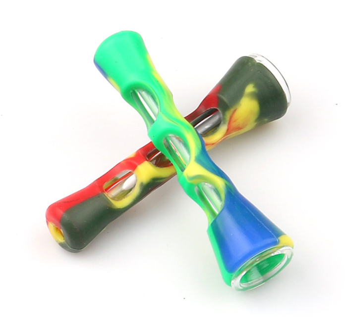 Glass Chillum Pipe w/ Silicone Sleeve