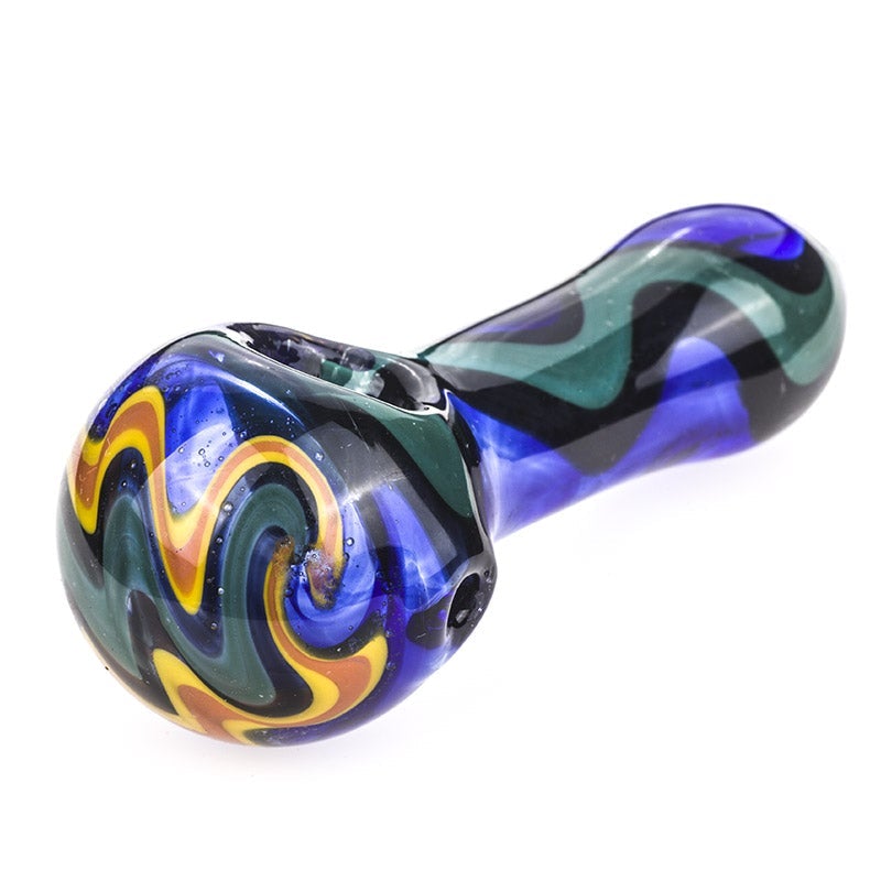 Fumed Color Changing Glass Spoon Pipe w/ Swirl Pattern