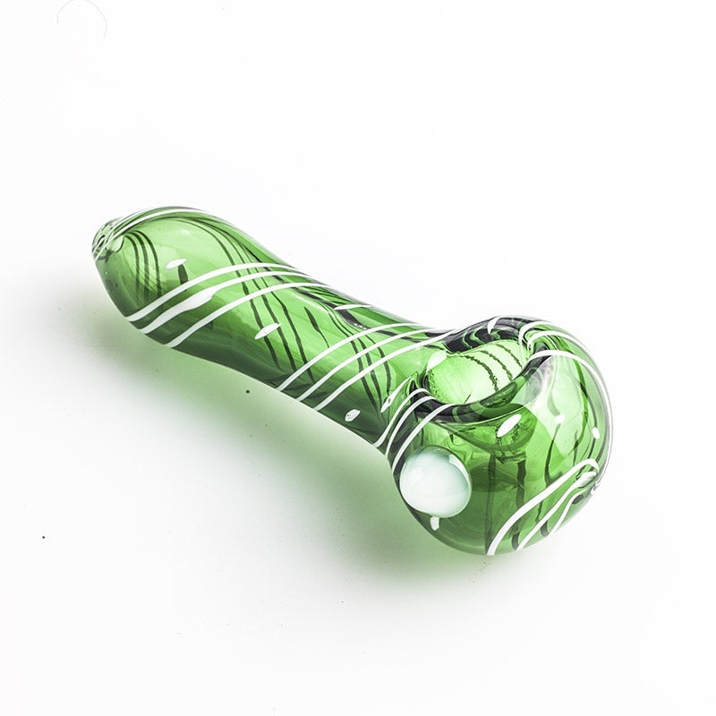 Green Glass Pipe w/ White Marble