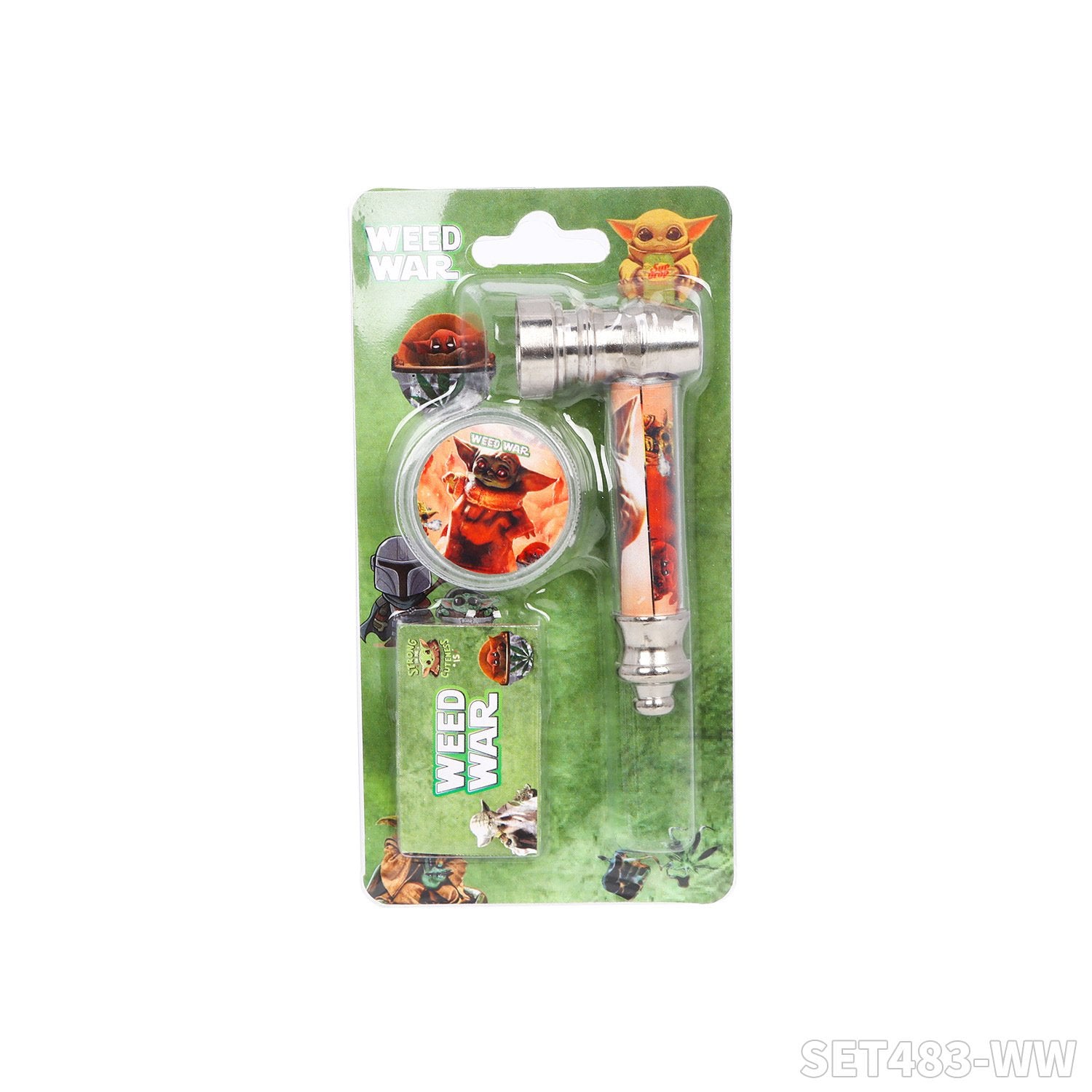 WEED WAR Yoda Baby Metal Pipe with Card Packaging