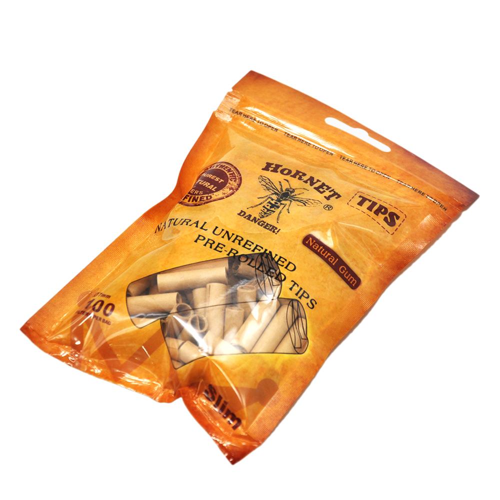 Natural Unrefined Rolling Paper Filter Tips - 7mm Pre-Rolled Tips (100 Tips per Resealable Bag)