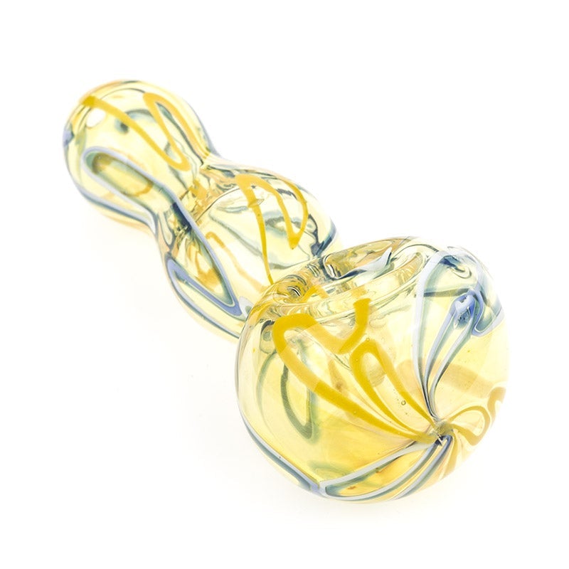 Glass Spoon Pipe w/ Swirl Strips - PuffingBird AU