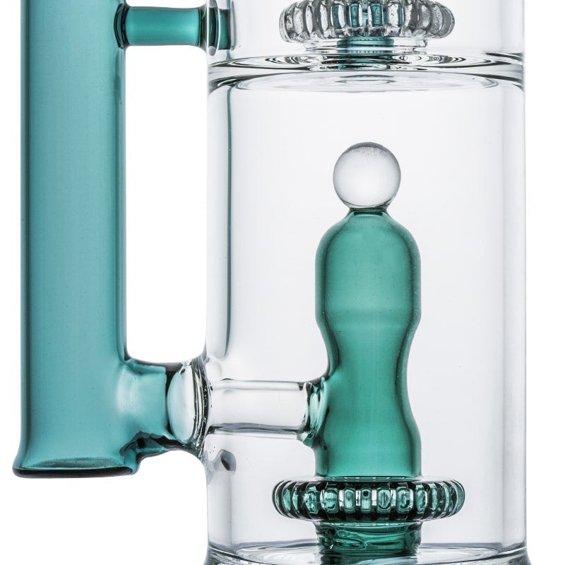 13.8 Straight Tube Double Showerhead Perc Bong
