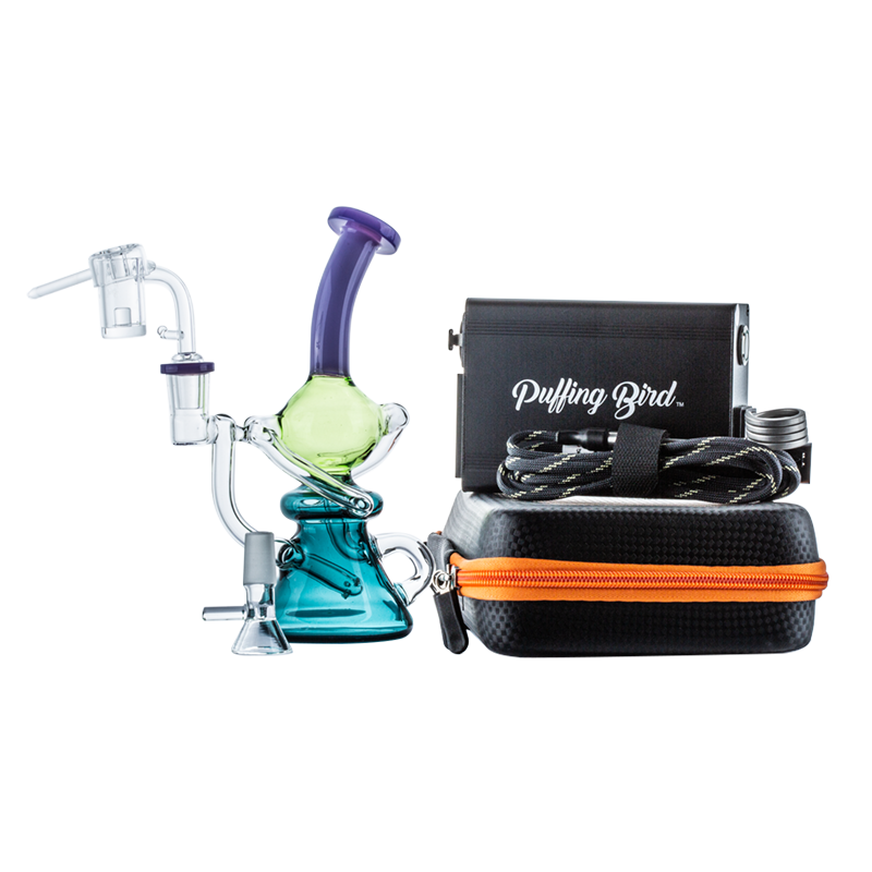 Colored Recycler Glass Dab Oil Rig Enail Kit Bundle