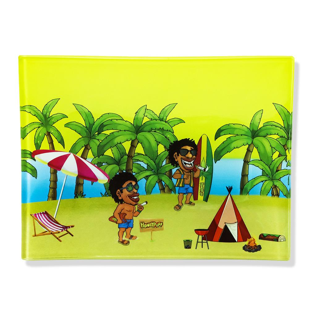 Mexico Vacation Wind Break Proof Glass Rolling Tray