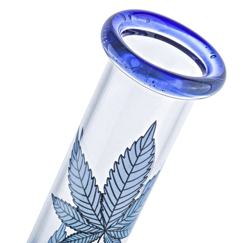 8 Glass Beaker Bong W/ Marijuana Leaf