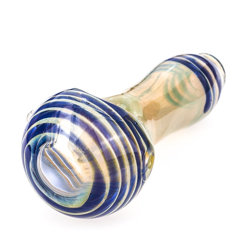 Glass Spoon Pipe w/ Blue Strips - PuffingBird AU