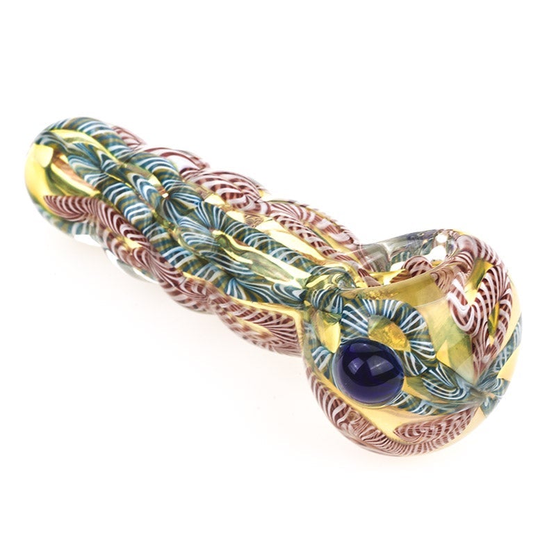 Chunky Glass Spoon Pipe w/ Marble - PuffingBird AU