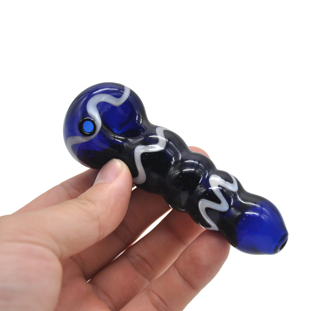 Blue Glass Spoon Pipe w/ Maria Rings