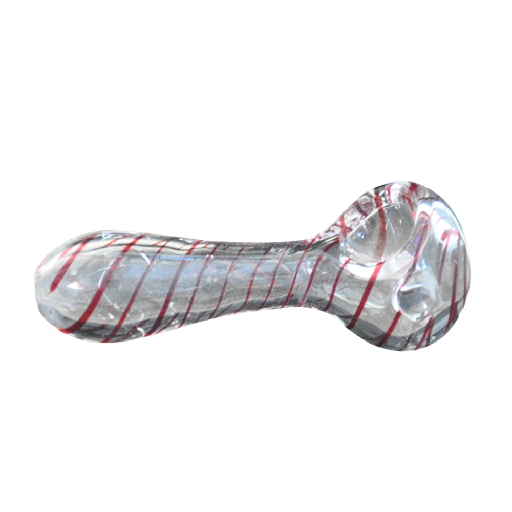 Red Spiral Clear Glass Spoon Pipe