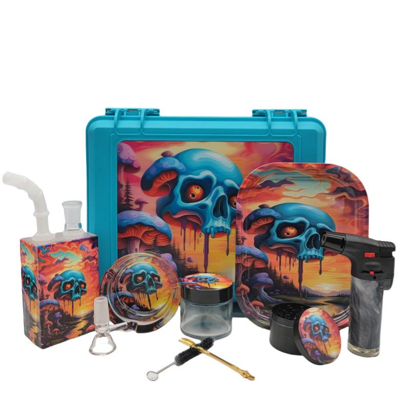 8-Piece Stash Box Kit - Portable Case with Mini Game Console Water Pipe & Accessories