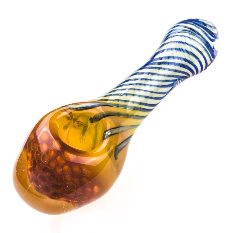 Honeycomb Glass Spoon Pipe w/ Swirl Strips - PuffingBird AU