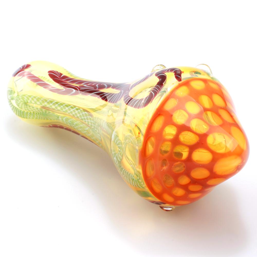 Ribbed Glass Spoon Pipe w/ Mili Scheme