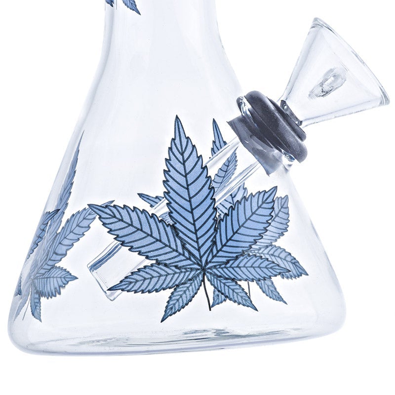 8 Marijuana Leaf Glass Beaker Bong