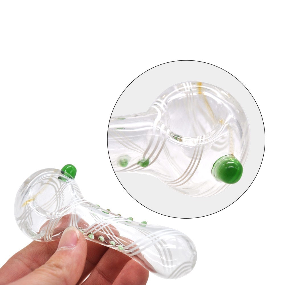 Clear Glass Spoon Pipe w/ White Lines