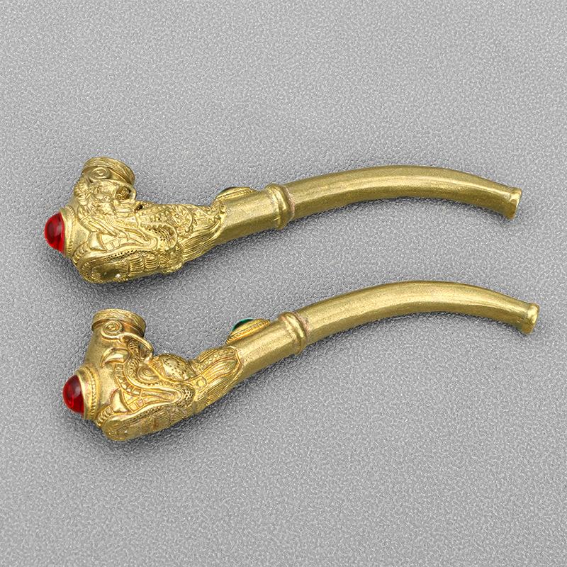 Brass Gemstone Inlaid Sherlock Pipe