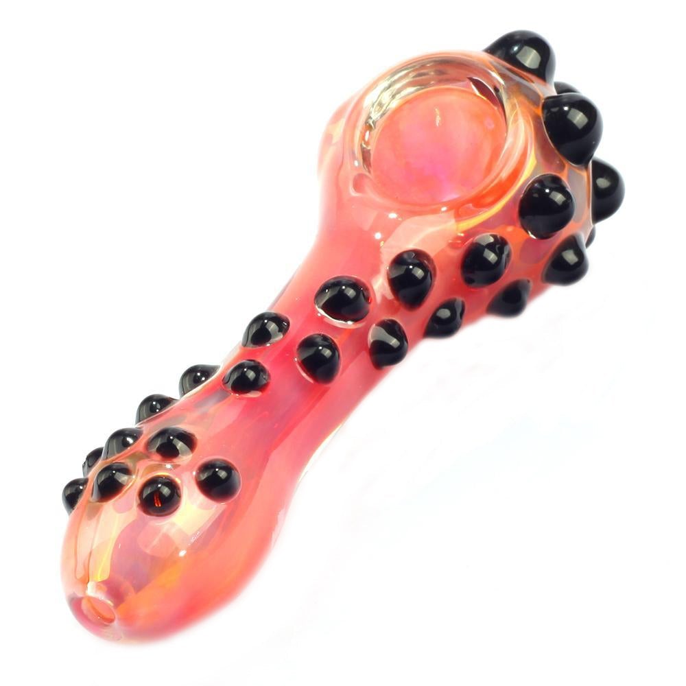 Handmade Glass Pipe w/ Black Glass Marbles Grip