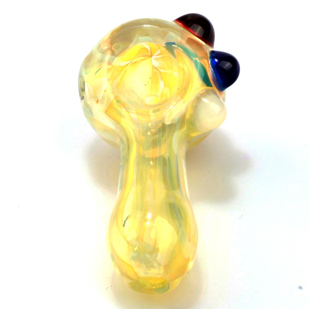 Nano Fumed Glass Spoon Pipe w/ Colored Raised Marbles